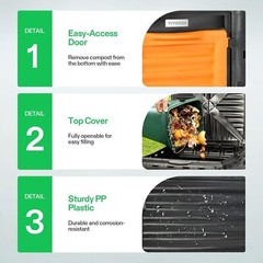 VIVOSUN Compost Bin 80Gal 300L Outdoor Composter W/ Large Capacity