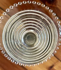 Vtg Shrewsbury Nickel~Silver removable Bottom Glass Pedestal Cake Stand 6.75”