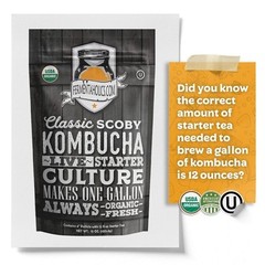 Fermentaholics Organic Kombucha SCOBY with Twelve Ounces of Starter Tea