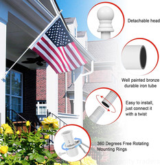 6FT Flag Pole Tangle Free Stainless Steel Durable Rust Free Wind Resist Metal…