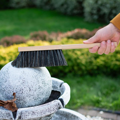 14.2″ Hand Broom Soft Bristles Cleaning Brush, Dusting Brush with Wooden Handle,