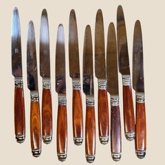 Scof France Recamier Rio Flatware Set 44pc Stainless Steel Wood Handle MCM VTG