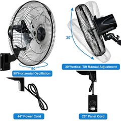 Simple Deluxe 18 Inch Household Commercial Wall Mount Fan 90 Degree Horizontal