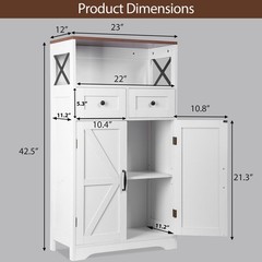 Kitchen Pantry Storage Cabinet with Doors and Shelves Freestanding Cabinet White