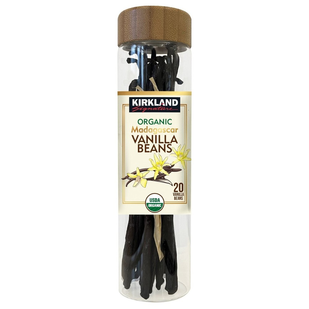 KIRKLAND ORGANIC MADAGASCAR VANILLA BEANS -20 PREMIUM GOURMET GRADE BEANS