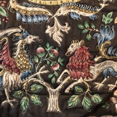Vintage French Wall Hanging Decor Tapestry Fabric Panel Barques des Amours 24×28