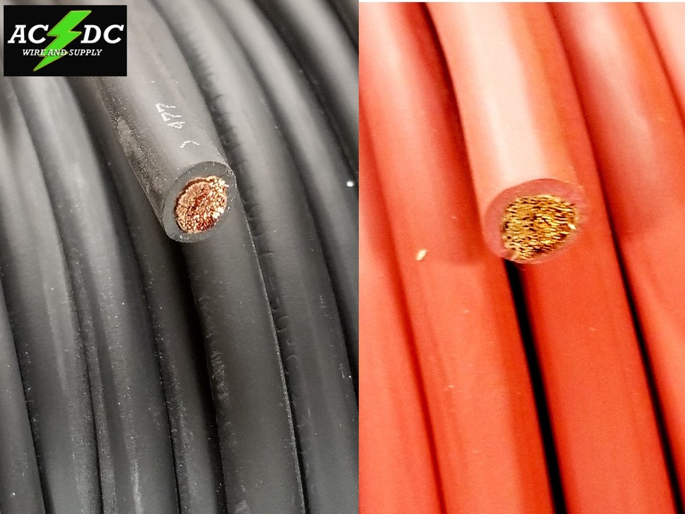 1/0 AWG WELDING BATTERY CABLE WIRE RED BLACK SAE J1127 COPPER CAR SOLAR LEADS