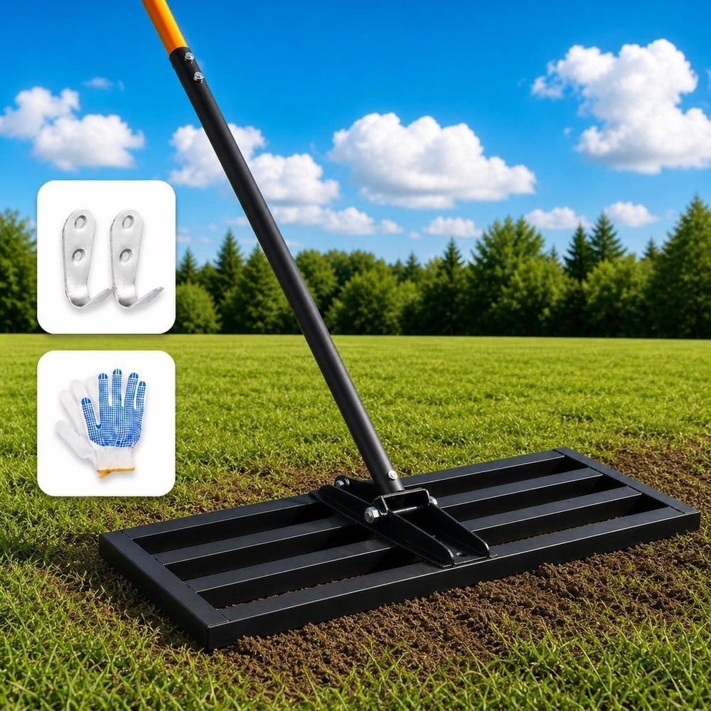 30″ x 10″ Leveling Rake for Backyard Leveling Kit, 6.5FT Heavy Duty Lawn