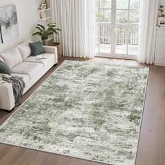 Area Rugs 5×7 for Living Room, Modern Abstract Machine Washable Large Green Rug