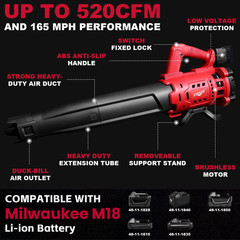 Brushless Leaf Blower For Milwaukee M18 Battery Cordless Snow Blower-Bare Tool.