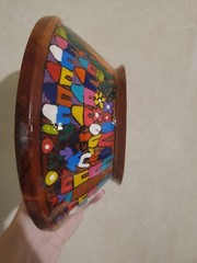 Beautiful Vibrantly Painted Wooden Decorative Bowl Cozumel Mexico