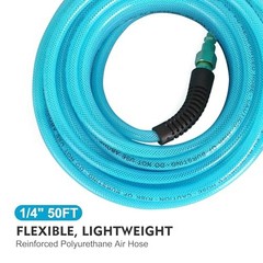 Air Compressor Hose 1/4 Inch x 50 Feet Reinforced Polyurethane (PU) Air 50 FT