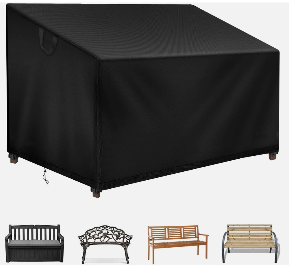 SIRUITON Garden Bench Cover Waterproof (BLACK), (51.6″ L x 23.22″ W x 25.6″)