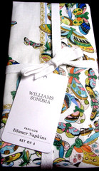 WILLIAMS SONOMA PAPILLON BUTTERFLY NAPKINS SET OF FOUR 85 COTTON 15 LINEN NWTAGS