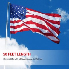 Anley 50 Ft x 1/4″ Flag Pole Halyard Rope Compatible with Flagpoles Up to 25ft