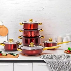 12pcs Stainless Steel Cookware Set – 6 Nonstick Pots & Pans with Matching Lids