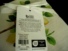 WILLIAMS SONOMA LIMONE TEA TOWELS SET OF TWO 100% COTTON TURKEY NEW WITH TAGS