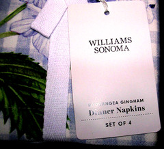 WILLIAMS SONOMA HYDRANGEA GINGHAM NAPKINS 100% COTTON TWILL SET OF 4 FOUR NWTAG