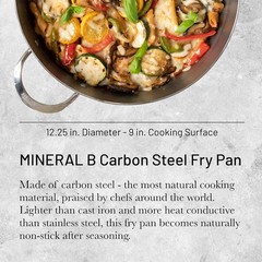 De Buyer Mineral B Round Carbon Steel Fry Pan, Naturally Nonstick, 12.5″
