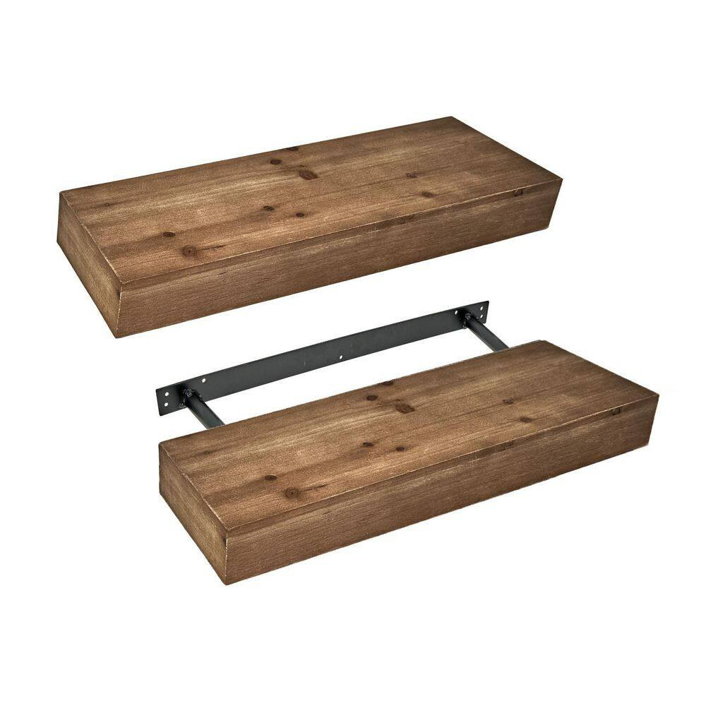 American Art Decor 24.25 In. W X 8.25 In. D Brown MDF Floating Wall Shelf Decora