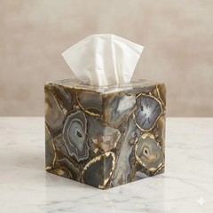 Handmade Agate Tissue Box Cover | Luxury Designer Decor