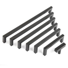 Matte Black Square Modern Cabinet Handles Pulls Kitchen Drawer Stainless Steel