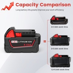 2PACK 8.0AH Battery For Milwaukee for M18 Lithium 18V Li-Ion Extended 48-11-1860