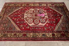Red Traditional Geometric Area Rug 4×6 Hand-knotted Wool Carpet for Any Room