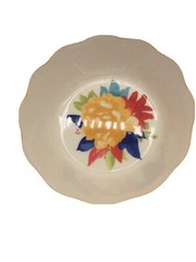 PIONEER WOMAN Stoneware Salad Bowl Plate White Yellow RED Floral Design