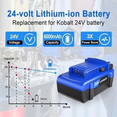 2 Pack 24V 6.0Ah for Kobalt 24 Volt Max Lithium-ion Battery KB624-03 KB124-03