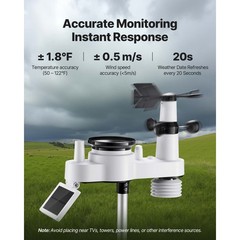 Uimoso 7-in-1 Wireless Weather Station 7.5” Display and Indoor-Outdoor Sensor