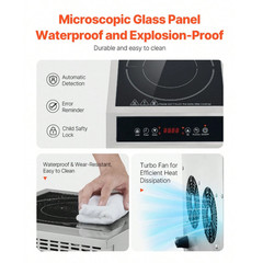 Commercial Electric Induction Cooktop Electric Hot Plate Touch Screen 1800W 110V