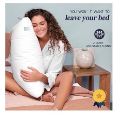 Nuzzle Cooling Adjustable Pillow for Side Sleepers, Luxury King Size Set of 2