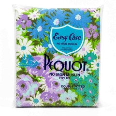 Pequot Easy Care No Iron Muslin Double Floral Full Fitted Sheet NEW