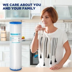 9PCS 20″x4.5″ Washable Pleated Sediment Water Filter 5/20/50 Micron for Big Blue