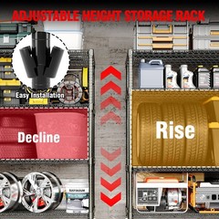 Storage Shelving Unit, Heavy Duty 4-Tier Garage Wire Shelving Rack with Wheels