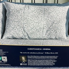 William Morris King Pillowcases Pair CHRISTCHURCH – MINERAL floral 21″ X 42″