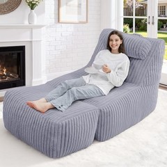 Giant Bean Bag Chairs for Adults,Bean Bag Lounger with Plush Light Grey