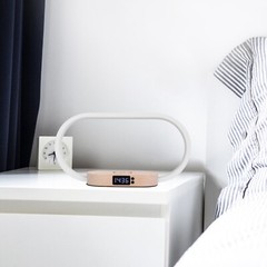 Bedside Lamp w/Wireless Charger Clock USB Charging Port Touch Control Nightstand
