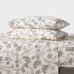 Full Easy Care Cotton Blend Sateen Sheet Set Gray Floral – Room
