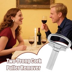 Two-Prong Cork Puller Remover Ah-So Old Wine Opener Multifunction Beer Corkscrew