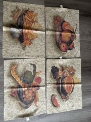 Anichini Set of 4 Linen Cotton Reversible Fruit Rectangular Placemats