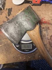 Old Axe head 6 in blade, wood handle 19 in, 4.49 lb