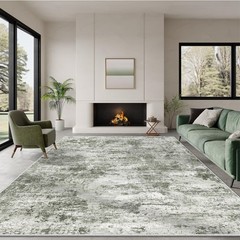 Area Rugs 5×7 for Living Room, Modern Abstract Machine Washable Large Green Rug
