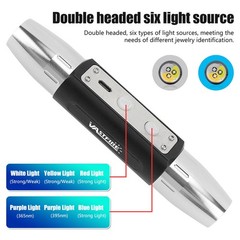 White Yellow 365nm UV Light LED Flashlight for Jade Jewelry Gem Amber Test Torch