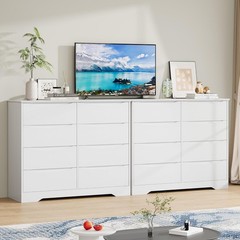 Wooden Dresser with 8 Drawers Modern Large Chest with Deep Storage for Bedroom