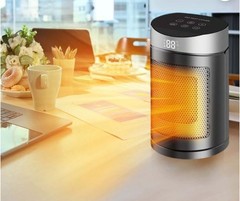 PTC Fan Heater with Remote Control 1500W Adjustable Modes Silver Compact Design