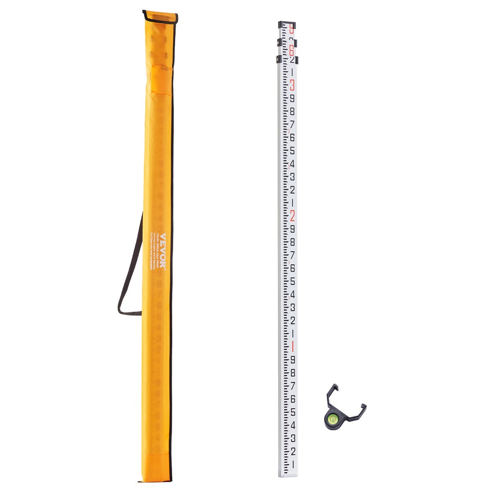 VEVOR 9 Feet 10ths Grade Rod 1/10ft Dual Sided 3 Section Telescopic Leveling Rod
