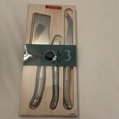 Laguiole Mineral 3pc Cheese Knife Set Silver Blue Tan New In Package
