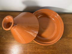 Tunisian Clay Tagine with Base Plate Authentic North African Cooking Pot Tajine